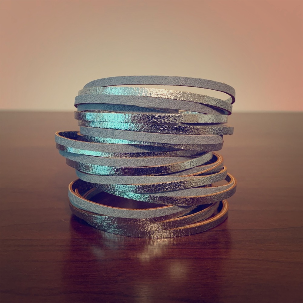 Silver and gray magnetic wrap bracelet